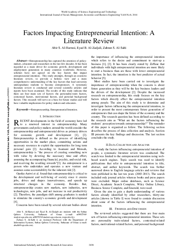 Entrepreneurial intention essay image