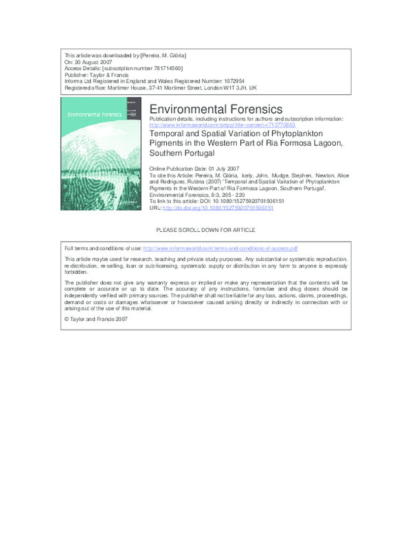 (PDF) Temporal and spatial variation of phytoplankton pigments in the ...