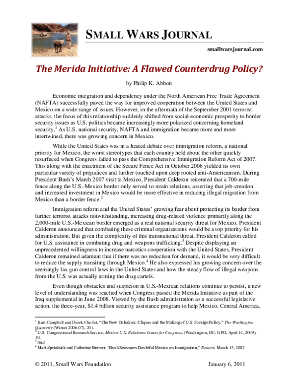 (PDF) The Merida Initiative - A Flawed Counterdrug Policy?