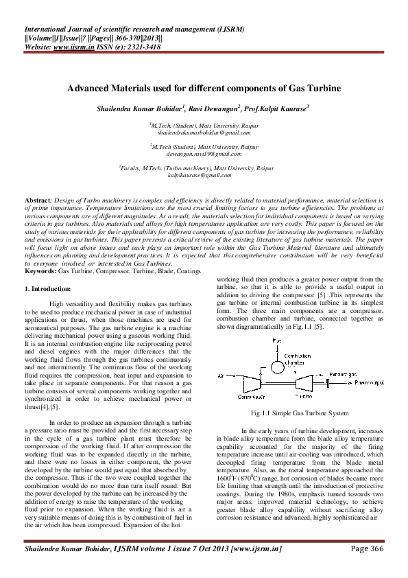 (PDF) Advanced Materials used for different components of Gas Turbine