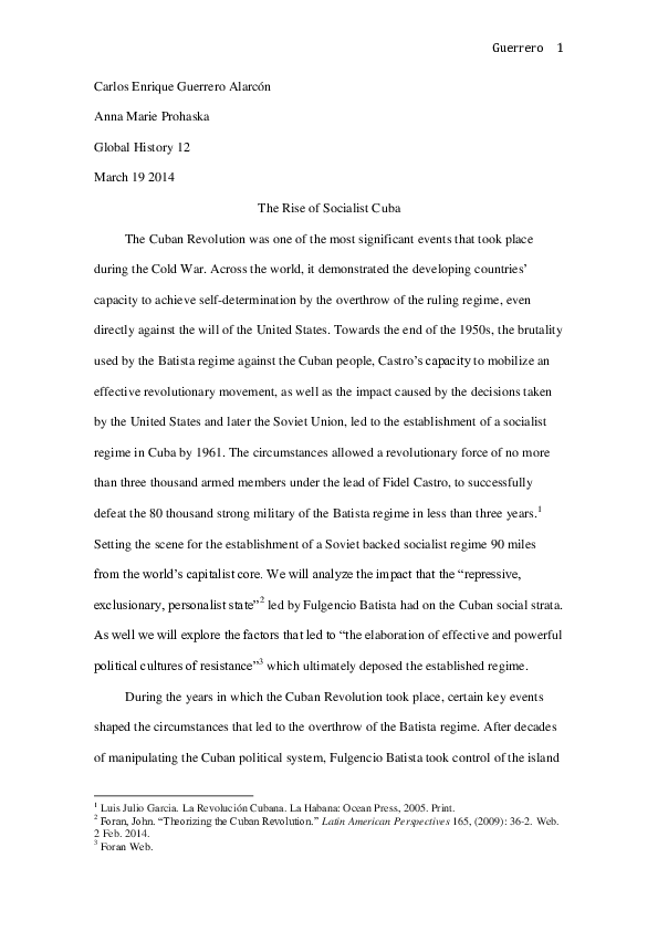 (DOC) The Rise of Socialist Cuba