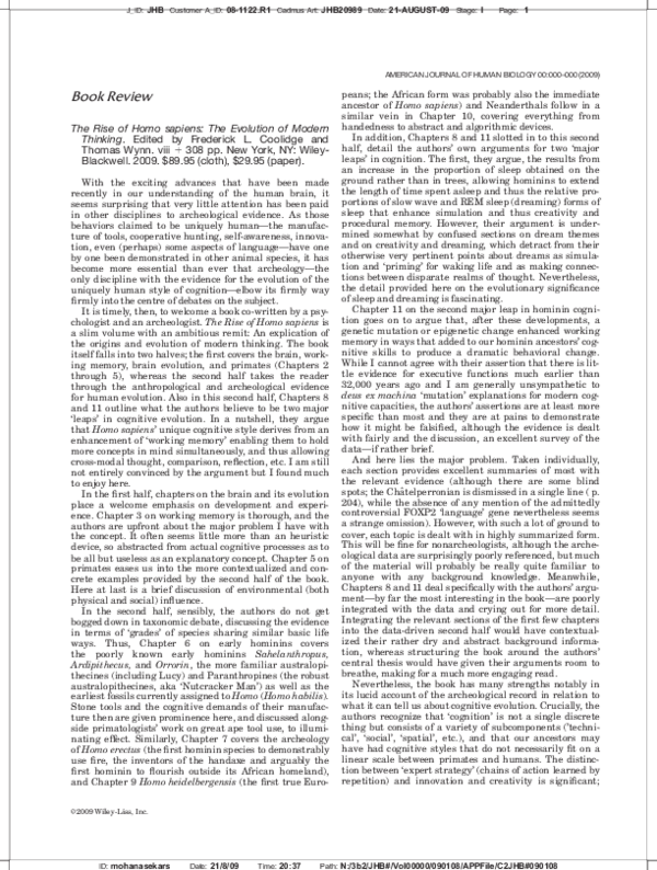 (PDF) Book review: The Rise of Homo sapiens: The Evolution of Modern ...