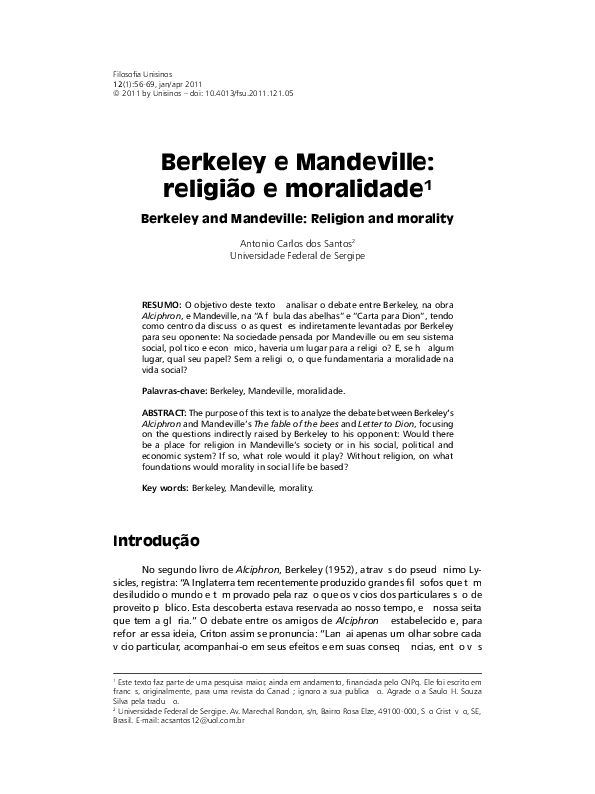 (PDF) Berkeley e Mandeville