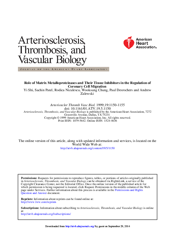 (PDF) Role of Matrix Metalloproteinases and Their Tissue Inhibitors in ...