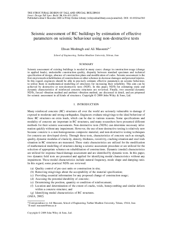 (PDF) Seismic assessment of RC buildings by estimation of effective ...