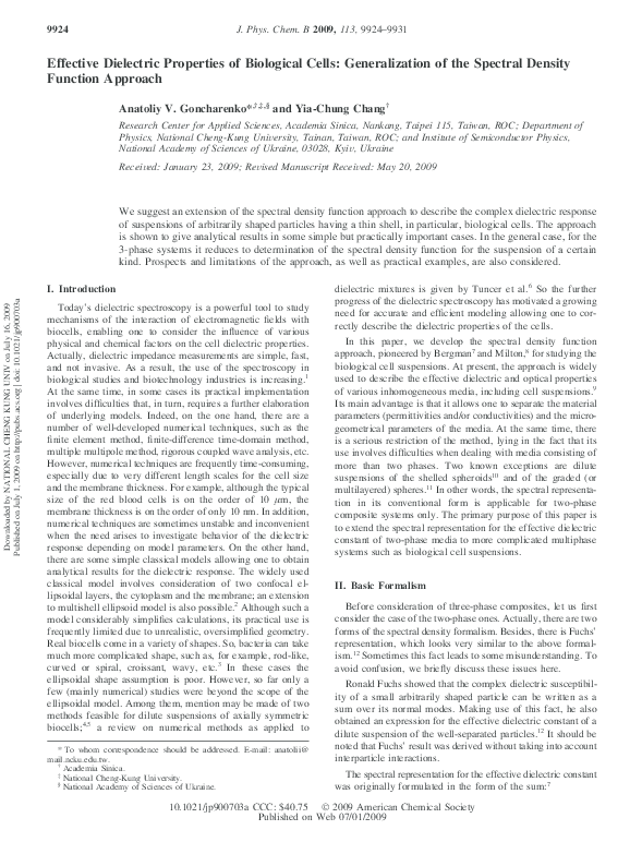 (PDF) Effective Dielectric Properties of Biological Cells ...
