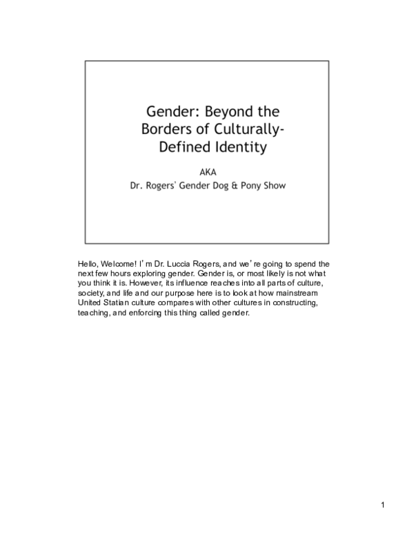 (PDF) Gender: Beyond the Border of Culturally-Defined Identity