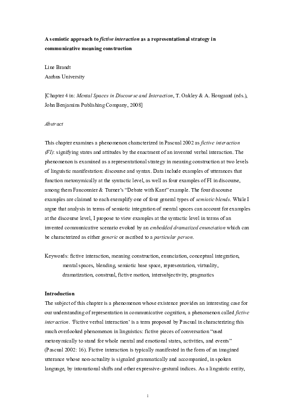 (PDF) A semiotic approach to fictive interaction as a representational