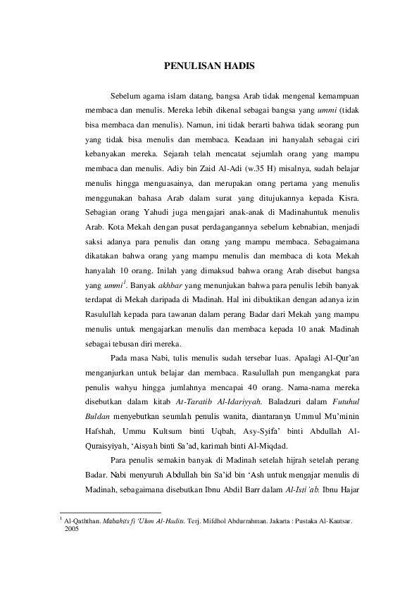 (DOC) PENULISAN HADIS