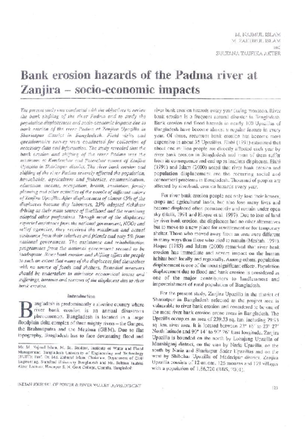 (PDF) Bank erosion hazards of the Padma river at Zanjira-socioeconomic ...