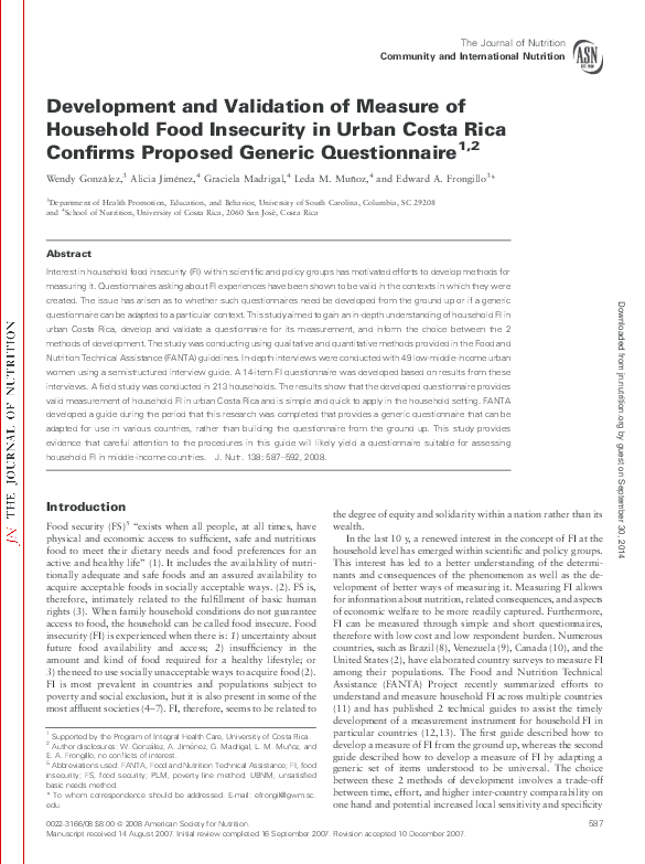 (PDF) Development and Validation of Measure of Household Food ...
