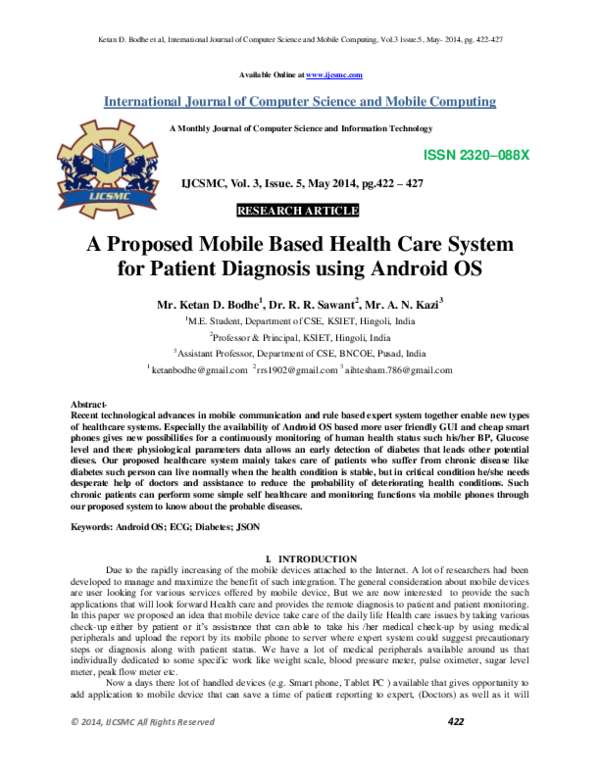 Pdf A Proposed Mobile Based Health Care System For Patient Diagnosis Pdf A Proposed Mobile Based Health Care System For Patient Diagnosis