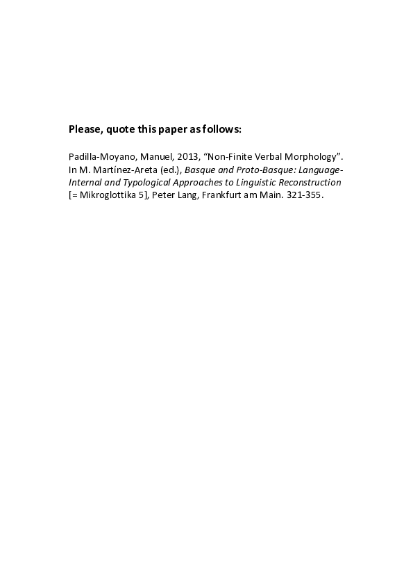 Non-Finite Verbal Morphology