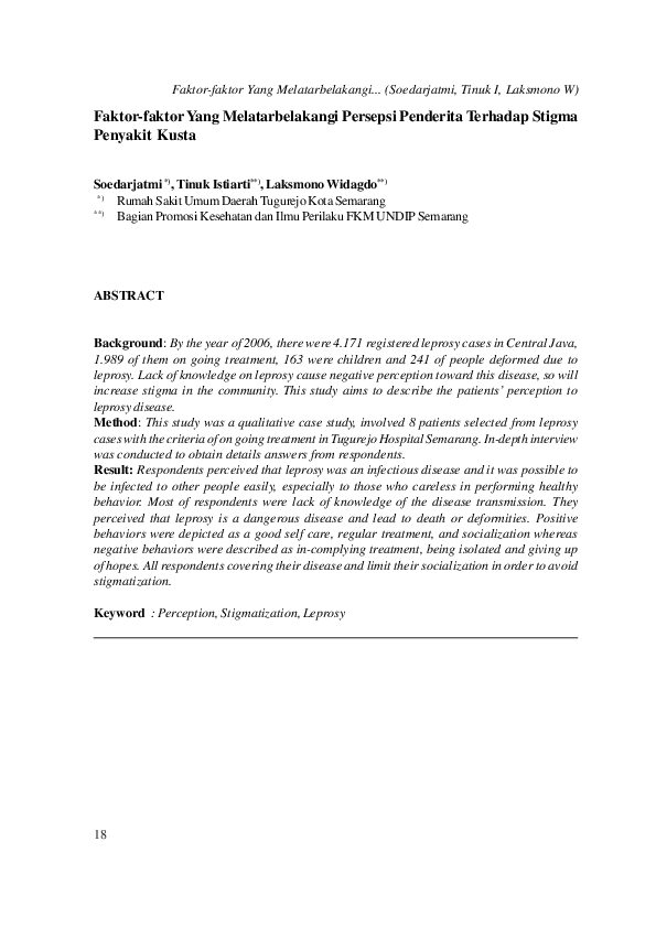 (PDF) Faktor-faktor Yang Melatarbelakangi Persepsi Penderita Terhadap