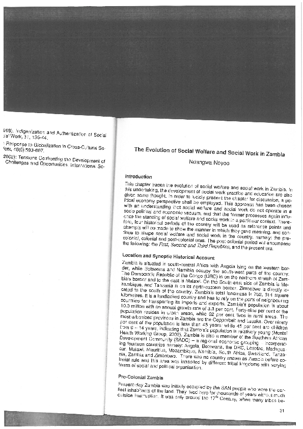 (PDF) The Evolution of Social Welfare and Social Work in Zambia
