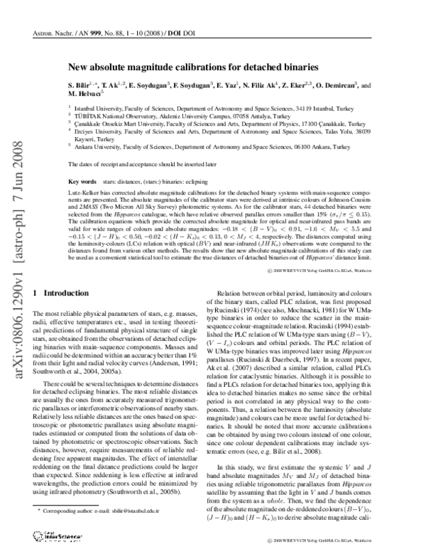 (PDF) New absolute magnitude calibrations for detached binaries