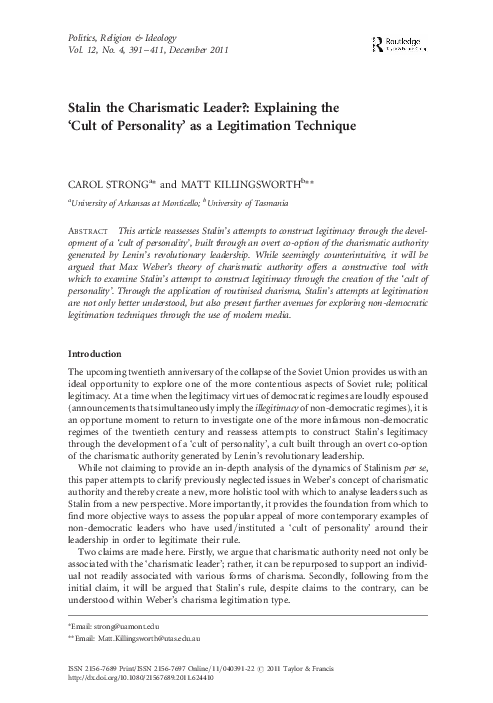 Charismatic authority is based on picture