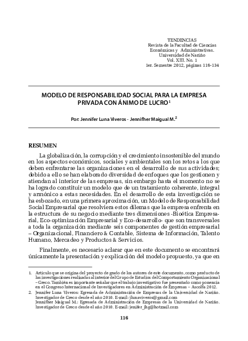 Pdf Modelo De Responsabilidad Social Para La Empresa Privada Con