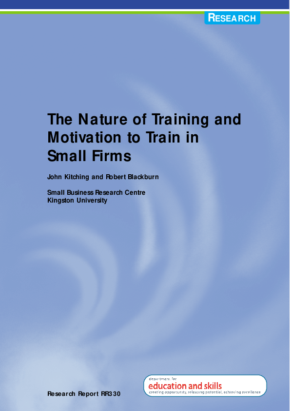 (PDF) The Nature of Training and Motivation to Train in Small Firms ...