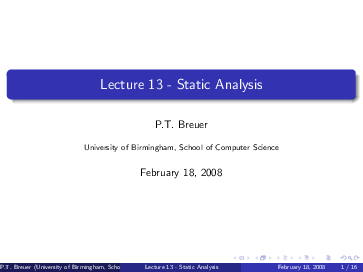 (PDF) Lecture 13: Static Analysis