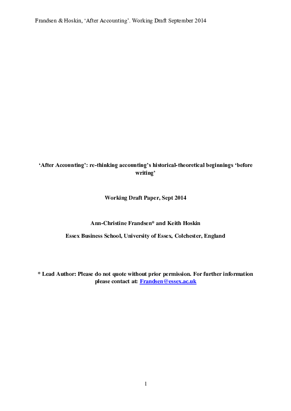 (PDF) After Accounting’ rethinking accounting’s historical