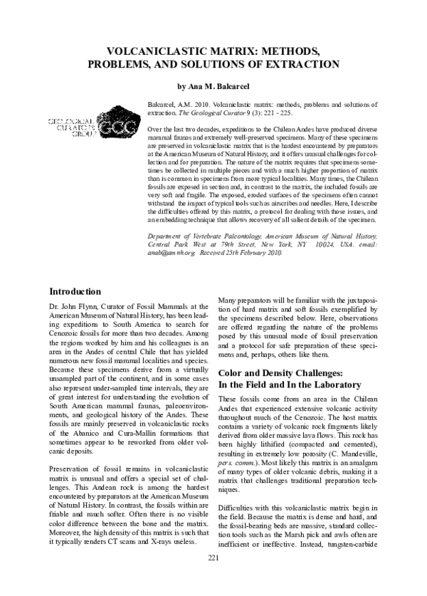 (PDF) VOLCANICLASTIC MATRIX: METHODS, PROBLEMS, AND SOLUTIONS OF EXTRACTION