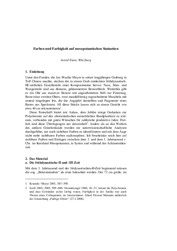 (PDF) A. Nunn, Farben und Farbigkeit auf mesopotamischen Statuetten, in ...