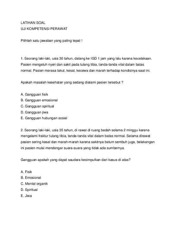 Doc Latihan Soal Klinik Anna Medika Academia Edu