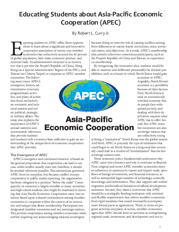 (PDF) Educating Students about Asia-Pacific Economic Cooperation (APEC) E