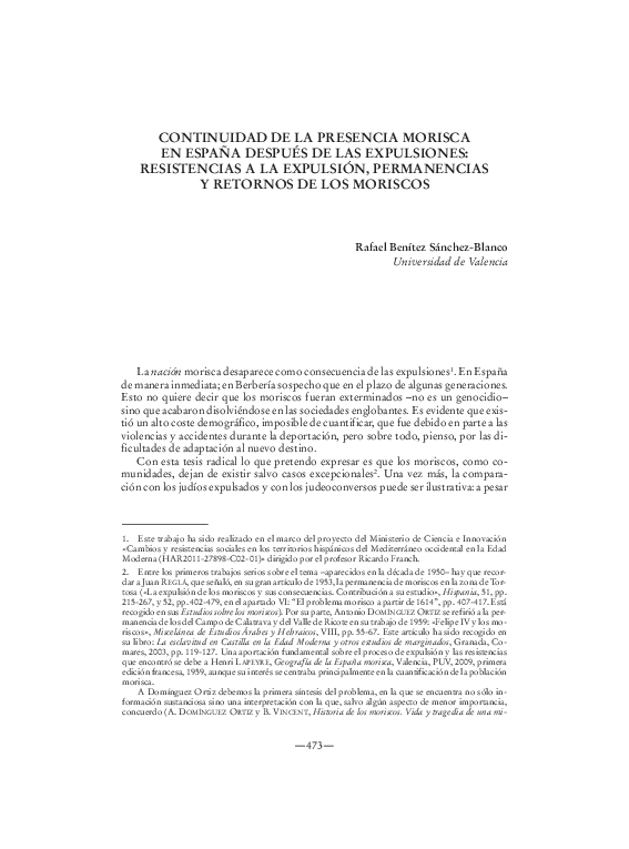 (PDF) “Continuidad de la presencia morisca en España después de las ...
