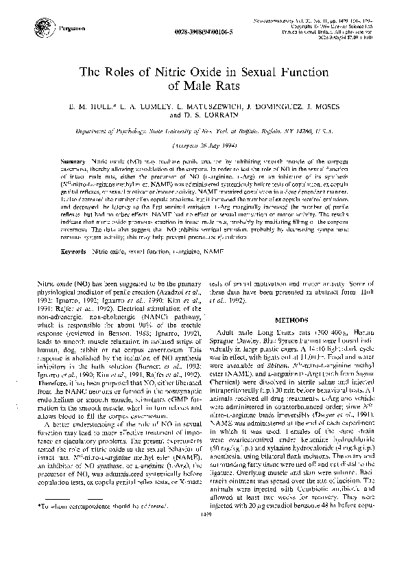 (PDF) The roles of nitric oxide in sexual function of male rats