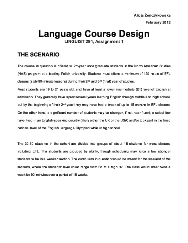(PDF) Language Course Design