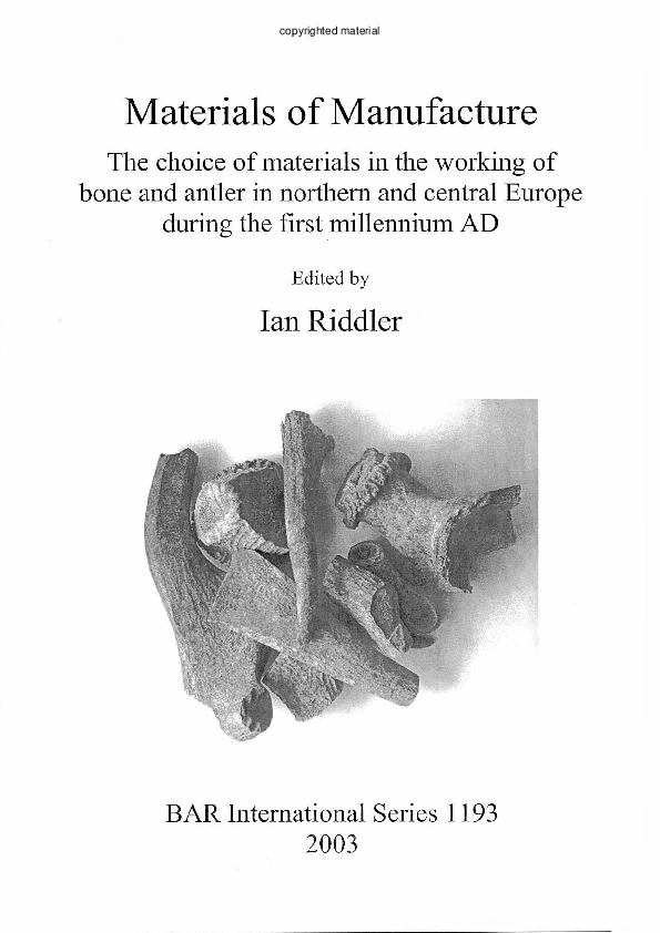 (PDF) Kordula GOSTENČNIK, Elk Antler as a Material of Manufacture ...