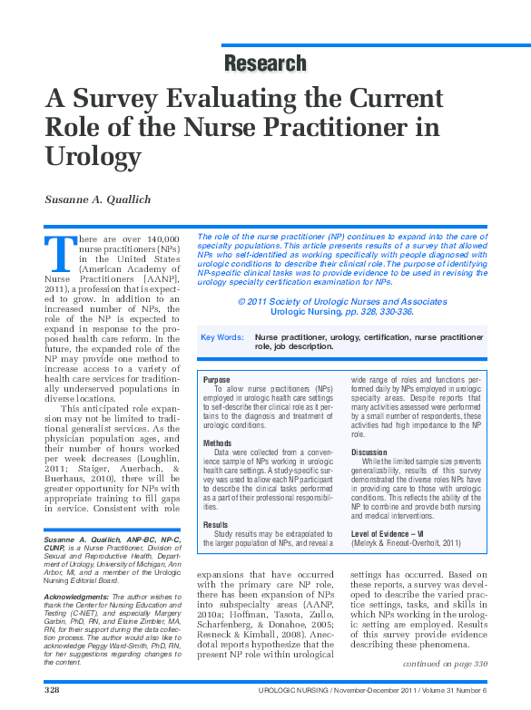 (PDF) A Survey Evaluating the Current Role of the Nurse Practitioner in ...