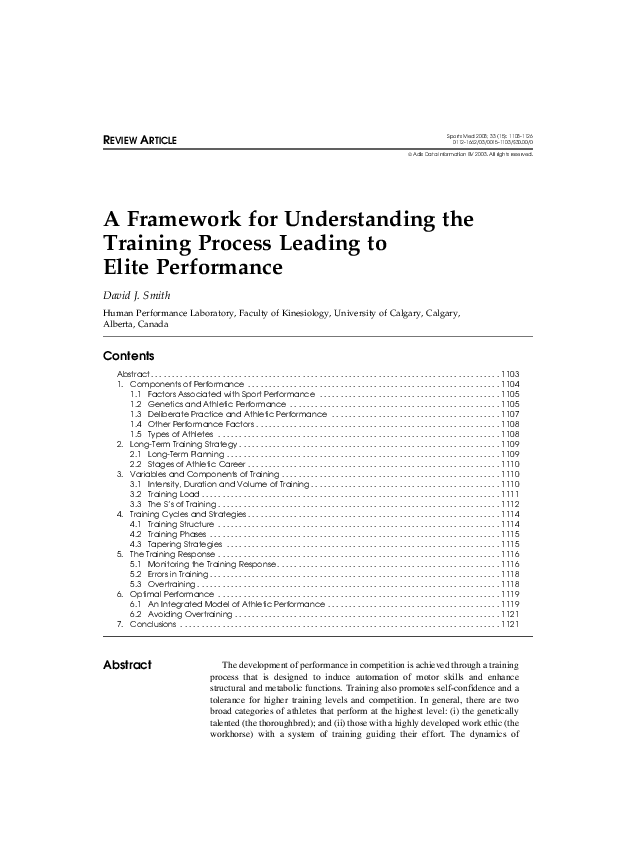 (PDF) A Framework for Understanding the Training Process Leading to ...