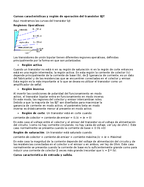 (DOC) Curvas características y región de operación del transistor BJT