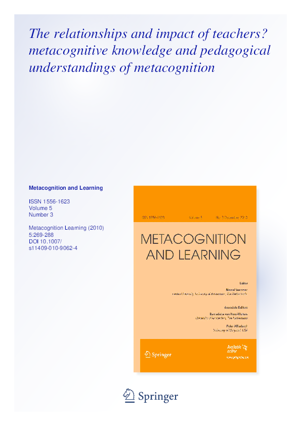 (PDF) The relationships and impact of teachers' metacognitive knowledge ...