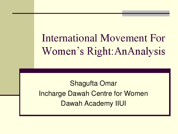 (PPT) International Movement for Women Rights