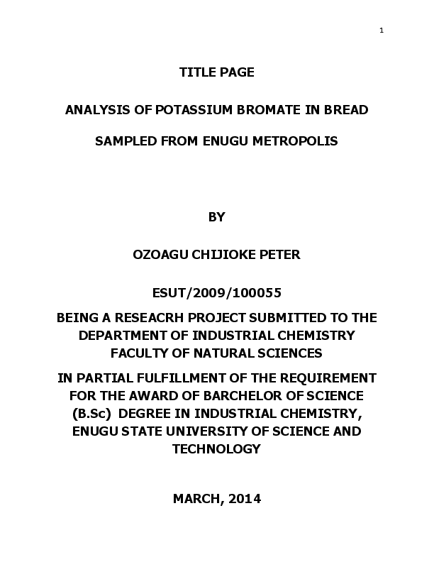 (DOC) Analysis of Potassium Bromate in Bread OZOAGU CJ Academia.edu