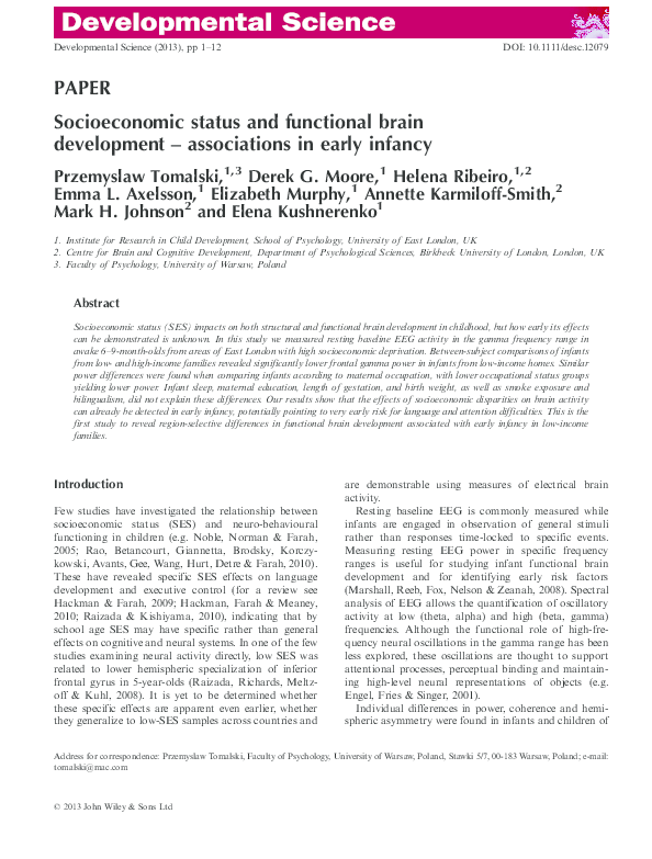 (PDF) Socioeconomic status and functional brain development ...