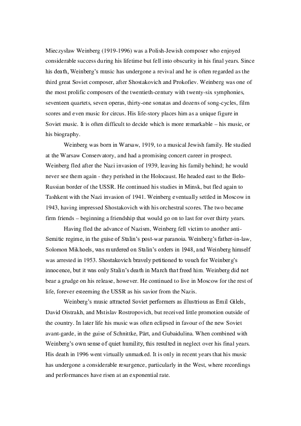 (DOC) Mieczysław Weinberg Flute Concerto No. 2 Daniel Elphick Academia.edu