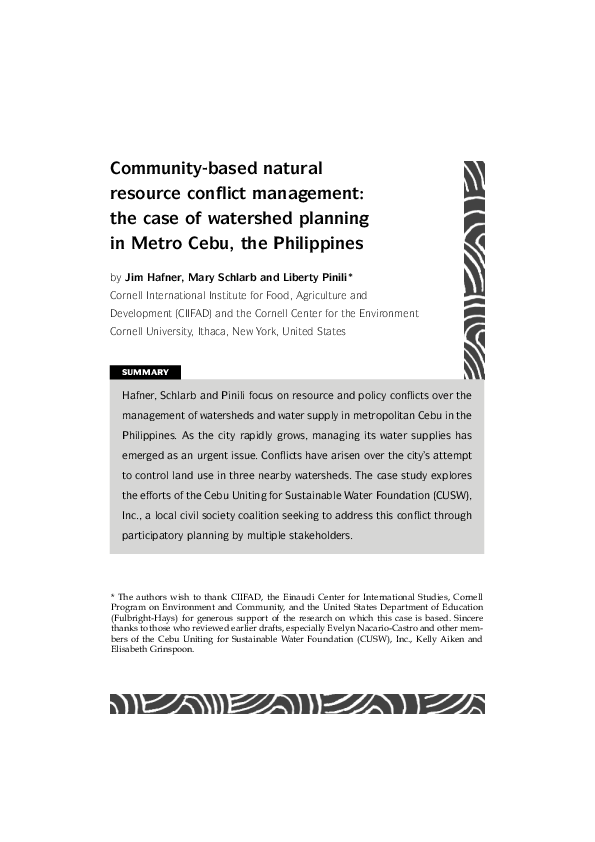 Community-based natural resource conflict management: the case of ...