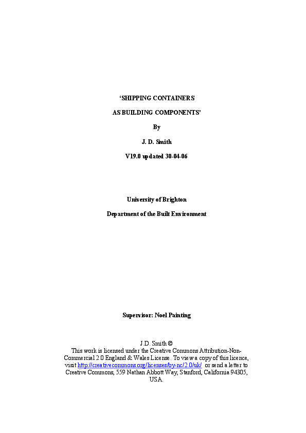 (PDF) 'SHIPPING CONTAINERS AS BUILDING COMPONENTS'