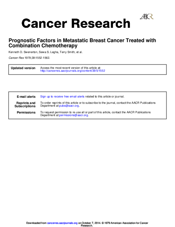 (PDF) Prognostic Factors in Metastatic Breast Cancer Treated with ...