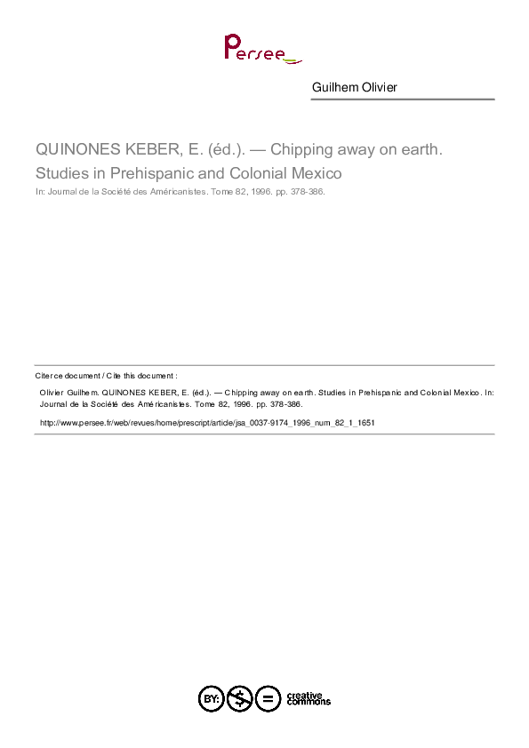 (PDF) Quiñones Keber, Eloise (ed). Chipping away on earth. Studies in