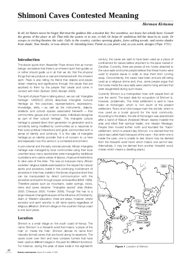 (PDF) Shimoni Caves Contested Meaning