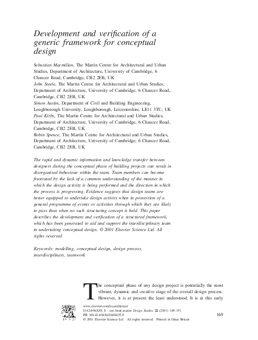 Development and verification of a generic framework for conceptual design