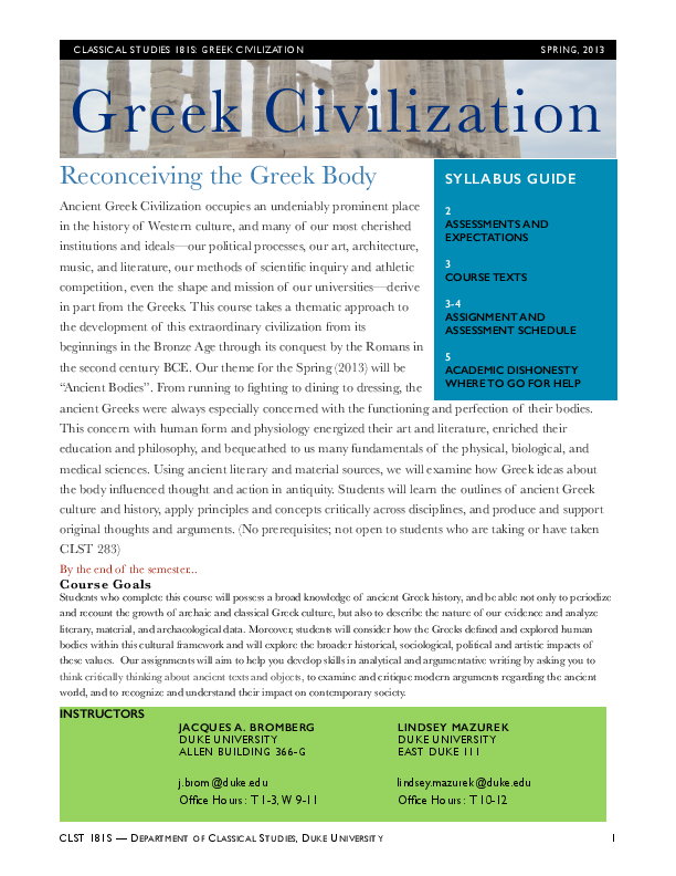 (PDF) Syllabus for Greek Civilization Lindsey Mazurek Academia.edu