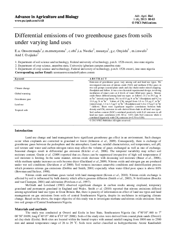 (PDF) Differential emissions of two greenhouse gases from soils under ...