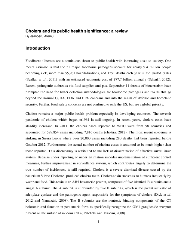 Summary of cholera image